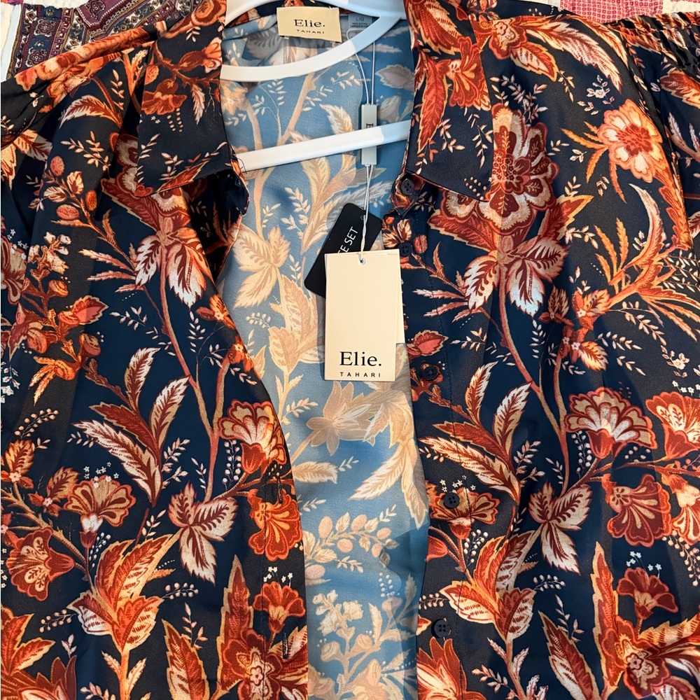 Elie Tahari silk flower 2 piece set